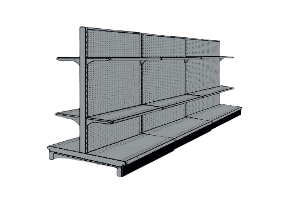 Grey Used Gondola Shelving - 24" Base