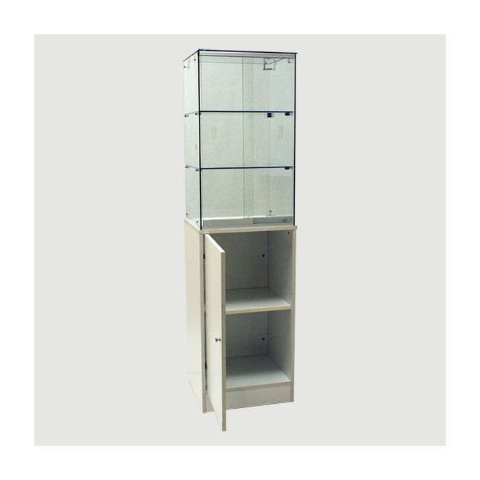 Frameless Glass Tower Case- White