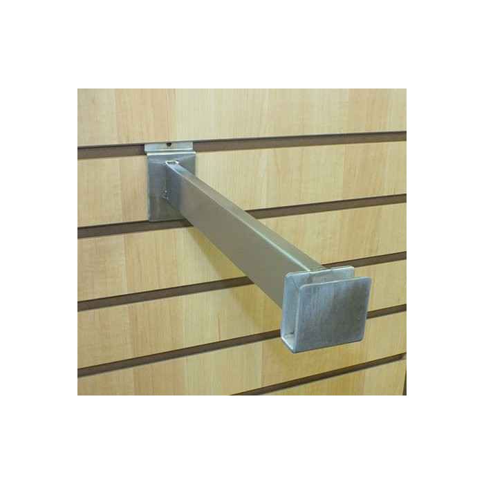 12'' SLATWALL RECTANGULAR HANGRAIL BRACKET- SATIN CHROME 12'' SLATWALL RECTANGULAR HANGRAIL BRACKET- SATIN CHROME