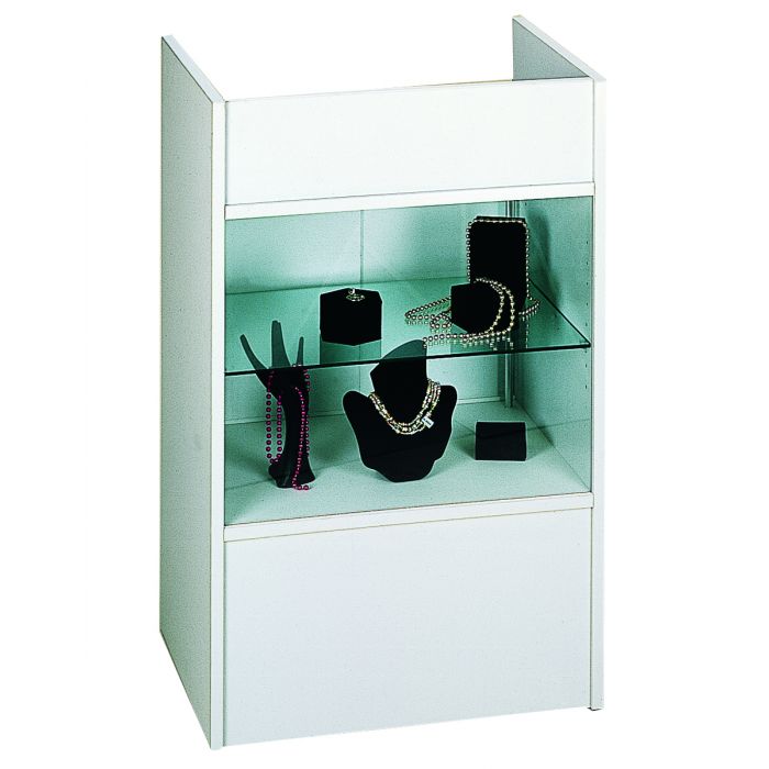 White Glass Front Register Stand