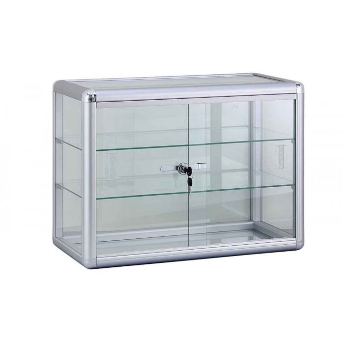 Countertop Glass Case With Sliding Doors