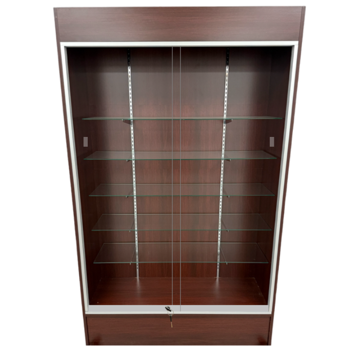Mahogany wallcase with lights and locks