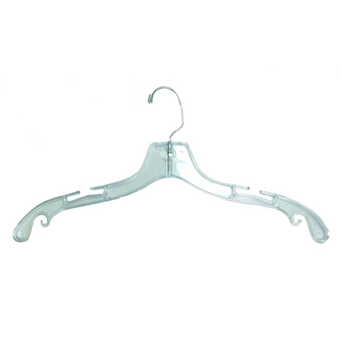 14" CLEAR CHILD DRESS HANGER