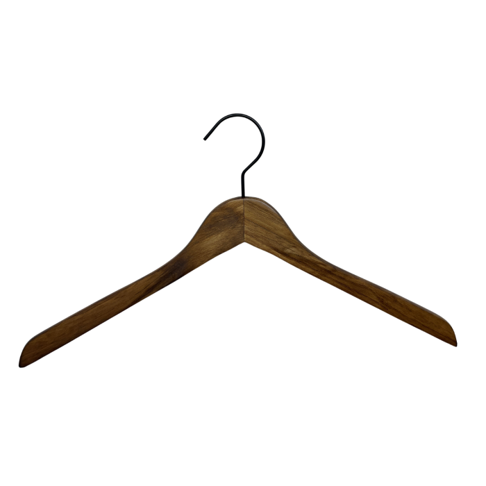 Rustic Dark Wood Hangers Featuring Black Hook