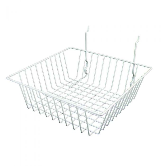 SLATWALL/GRID SMALL BASKET- WHITE