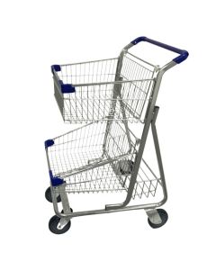 Blue Double Tier Shopping Cart