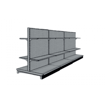 Used Grey Metal Gondola Shelving - Double Sided