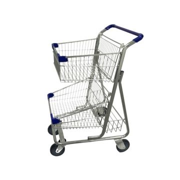 Blue Double Tier Shopping Cart