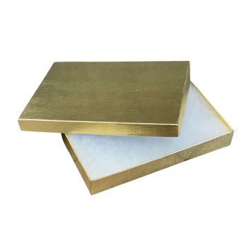 5 7/16''X3 1/2''X1'' Gold Cotton Filled Jewelry Box | Box-4Gold