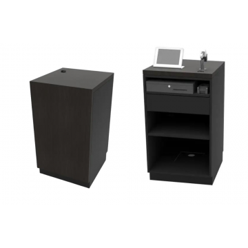 Premium Register Stand - Black With Woodgrain Top Sku:9305Bkd