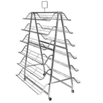 FOLDING 12 SHELF CHROME SHOE RACK ON CASTERS