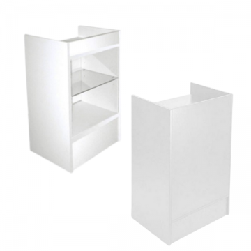 white cash register stand