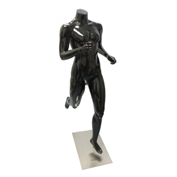 Glossy Black Female Athlete Mannequin