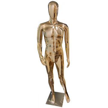 Chrome finish female mannequin with modern design for showcasing clothing