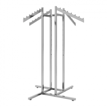 4 WAY RECTANGULAR ARM CLOTHING RACK - CHROME