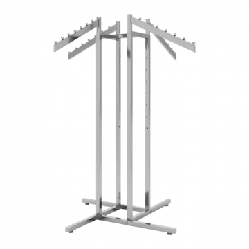 4 Way Rectangular Arm Clothing Rack - Chrome