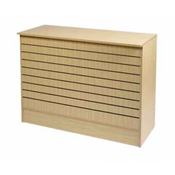 maple slatwall front wrap counter