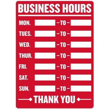 12"X16" Business Hours Sign