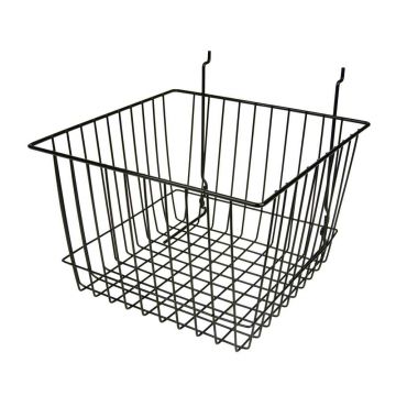 SLATWALL/GRID LARGE BASKET- BLACK