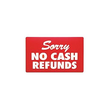 no cash returns sign