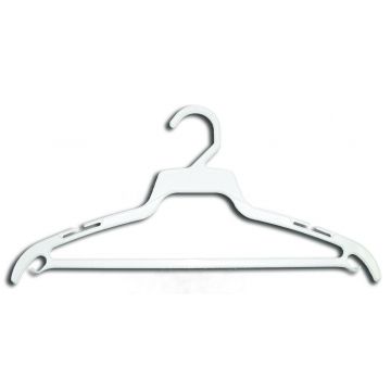 White Plastic Hanger with Hang Bar