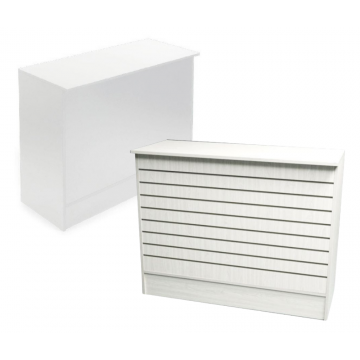 white slatwall front wrap counter